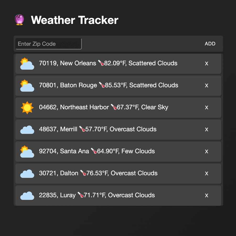 Weather app screenshot